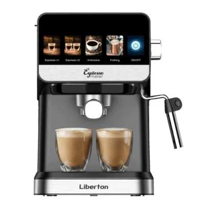 Кавоварка Liberton LCM-2209, Inox/Black, 1050W, ріжкова, індикація готовності, приготування 2 чашок одночасно, резервуар для води 1,5л, сенсорний дисплей (LCM-2209)