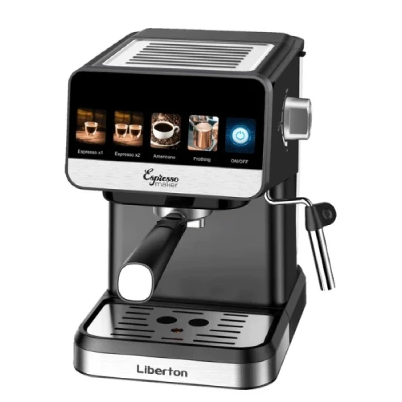 Кавоварка Liberton LCM-2209, Inox/Black, 1050W, ріжкова, індикація готовності, приготування 2 чашок одночасно, резервуар для води 1,5л, сенсорний дисплей (LCM-2209)