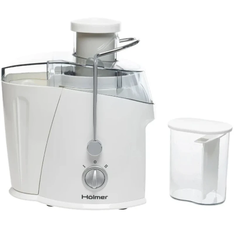 Соковитискач Holmer HJE-36W White, 800 W, відцентровий, 2 швидкості, діаметр завантажувального отвору 65 мм, ємності для соку 450 мл, резервуара для макухи 1200 мл