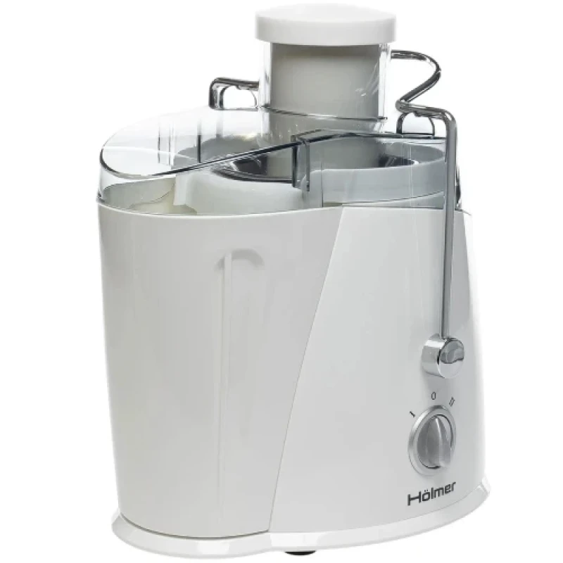 Соковитискач Holmer HJE-36W White, 800 W, відцентровий, 2 швидкості, діаметр завантажувального отвору 65 мм, ємності для соку 450 мл, резервуара для макухи 1200 мл
