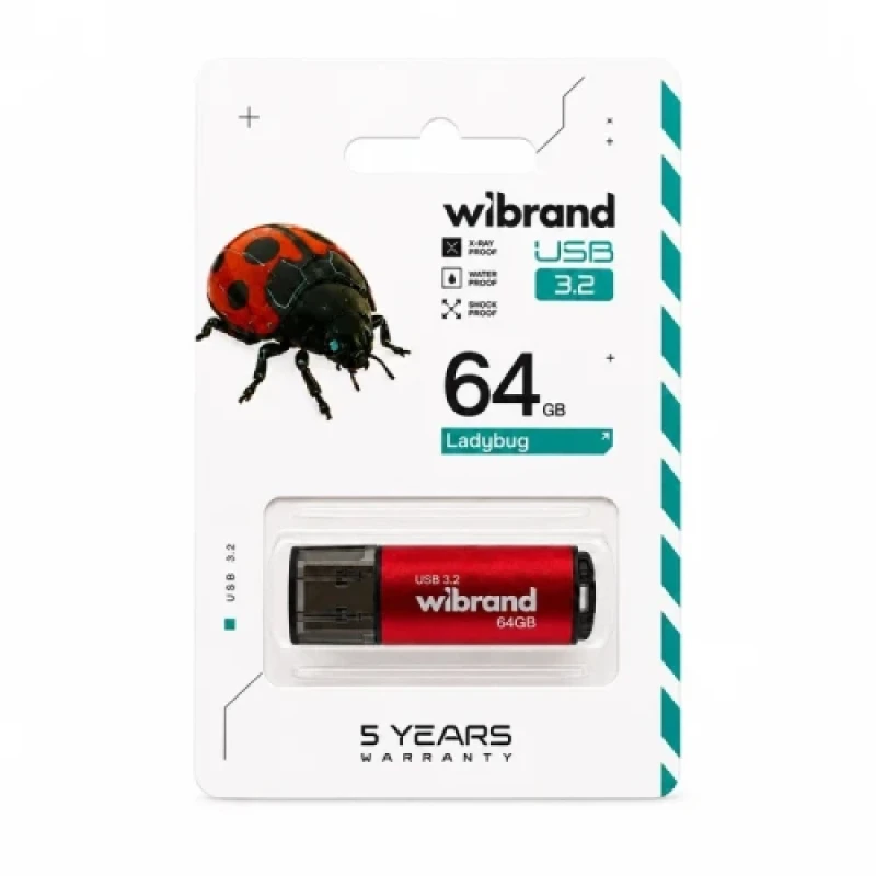 Флеш накопичувач USB 64Gb Wibrand Ladybug, Red, USB 3.2 Gen 1 (WI3.2/LB64P10S)