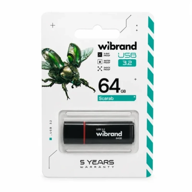 Флеш накопичувач USB 64Gb Wibrand Scarab, Black, USB 3.2 Gen 1 (WI3.2/SC64P11B)