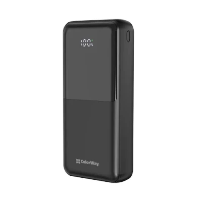 Універсальна мобільна батарея 20000 mAh, ColorWay "DigiPower", Black, 22.5 Вт, 1xType-C (PD3.0) / 1xUSB (QC4.0), вбуд. кабель Type-C / Lightning, цифровий LED дисплей (CW-PB200LP01BK)