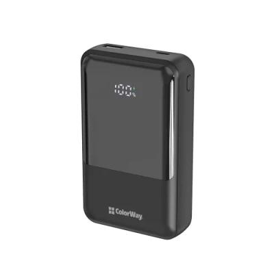 Універсальна мобільна батарея 20000 mAh, ColorWay "DigiPower", Black, 45 Вт, 1xType-C (PD3.0) / 1xUSB (QC4.0), вбуд. кабель Type-C / Lightning, цифровий LED дисплей (CW-PB200LP04BK)