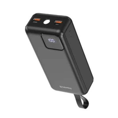Універсальна мобільна батарея 30000 mAh, ColorWay "EnergyHub", Black, 22.5 Вт, 1xType-C (PD3.0) / 2xUSB (QC4.0), вбуд. кабель Type-C / Lightning, цифровий LED дисплей, LED ліхтарик (CW-PB300LP05BK)