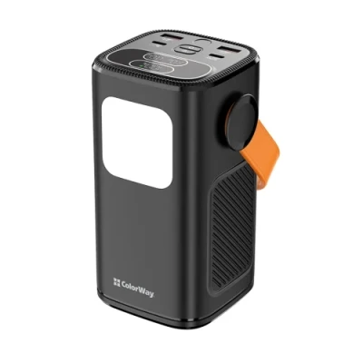 Універсальна мобільна батарея 40000 mAh, ColorWay "NightWork", Black, 65 Вт, 2xType-C (PD3.0) / 2xUSB (QC4.0), цифровий LED дисплей, LED ліхтарик (CW-PB400LP06BK)