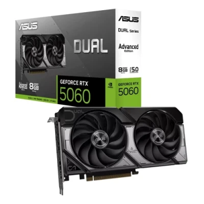 Відеокарта GeForce RTX 5060, Asus, DUAL OC Advanced, 8Gb GDDR7, 128-bit, HDMI/3xDP, 2587/28000 MHz, 8-pin (DUAL-RTX5060-O8G-A)