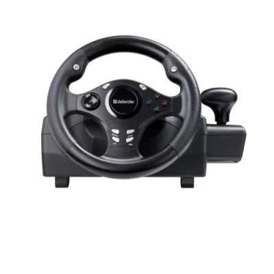 Кермо ігрове Defender Rager, Black, USB, 12 кнопок, 8-позиційний D-Pad, вібрація, педалі (газ / гальмо, 1.6 м), діаметр 250 мм, кут повороту 270°, для ПК / PlayStation 4/3 / Nintendo Switch / XBOX One/Series X/S, 2 м (64067) Кермо ігрове Defender Rager, Black, USB, 12 кнопок, 8-позиційний D-Pad, вібрація, педалі (газ / гальмо, 1.6 м), діаметр 250 мм, кут повороту 270°, для ПК / PlayStation 4/3 / Nintendo Switch / XBOX One/Series X/S, 2 м (64067)