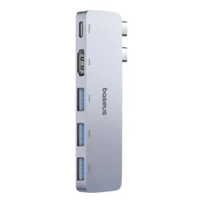 Хаб USB Baseus UltraJoy, Grey, 2xType-C 3.0 - 1xType-C 4.0 (40Gbps, Thunderbolt 3/4) / 3xUSB 3.0 / HDMI, алюмінієвий корпус (B00052801811-04)
