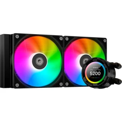 Система рідинного охолодження ID-Cooling Space LCD SL240 XE Black, 2х120мм ARGB fans, 4pin PWM, Intel LGA2066/2011/1851/1700/1200/115x; AMD AM5/AM4, до 300Вт TDP, LCD-дисплей 2,1"
