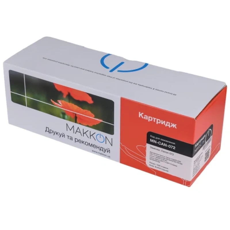Картридж Canon 072, Black, MF284/MF286/MF287/MF289, LBP171/LBP172, 1400 стор, Makkon (MN-CAN-072)