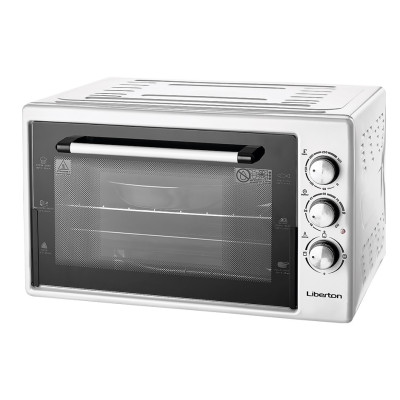 Електродуховка Liberton LEO-421 White, 1500W, 42 л, металевий корпус, поворотні перемикачі, індикатор роботи, таймер, 3 режими нагрівання