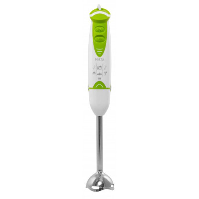 Блендер Mirta BHM-350GC, White/Green, 500W, 2швидкості, турбо-режим, насадки: вінчик, подрібнювач 0,4л, в комплекті мірний стакан з кришкою: 0,6л