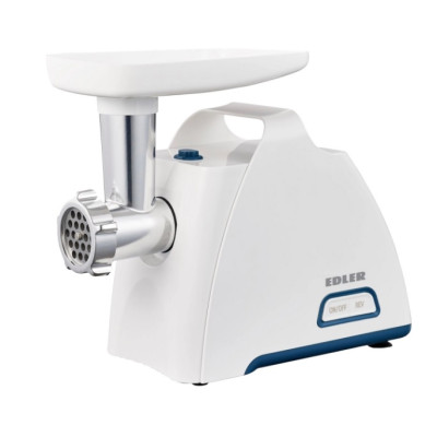 М'ясорубка Edler EDMG-1006 White, 1400W, насадка соковитискач, диски для подрібнення 2шт, насадка для ковбасок/«кеббе», реверс, захист від перегріву