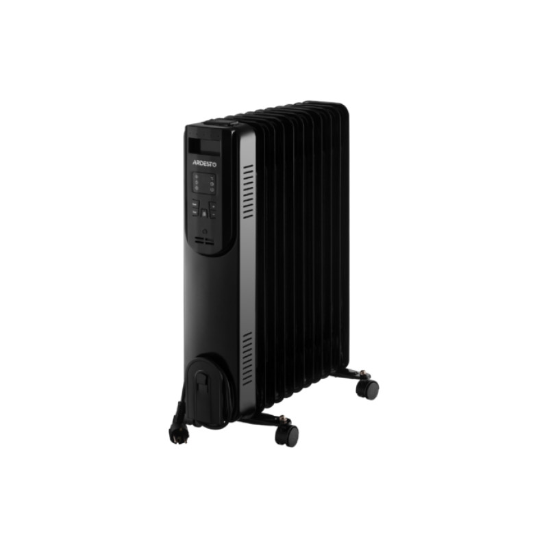 Обігрівач масляний Ardesto OFH-E11X2, Black, 2500W, підлоговий, 11 секцій, рекомендована площа обігріву 25 м², електронне управління, захист від перегріву, датчик перекидання, пульт дистанційного керування, LED-дисплей