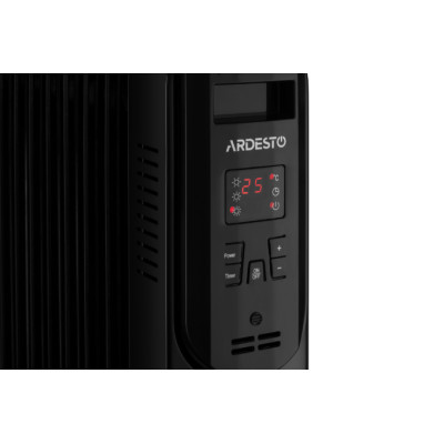 Обігрівач масляний Ardesto OFH-E11X2, Black, 2500W, підлоговий, 11 секцій, рекомендована площа обігріву 25 м², електронне управління, захист від перегріву, датчик перекидання, пульт дистанційного керування, LED-дисплей