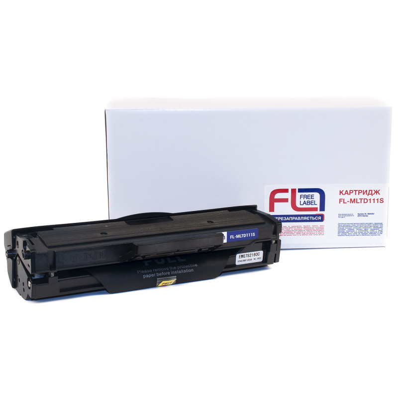 Картридж Samsung MLT-D111S, Black, SL-M2020/M2070, 1000 стор, Free Label (FL-MLTD111S)