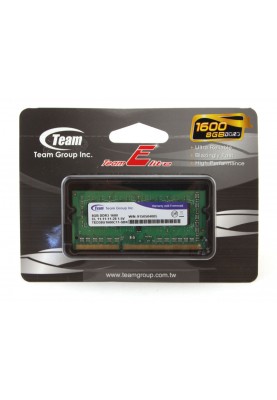 Пам'ять SO-DIMM, DDR3, 8Gb, 1600 MHz, Team Elite, 1.5V (TED38G1600C11-S01)