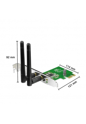 Мережевий адаптер Asus PCE-N15 802.11n 300Mbps, 2 знімні антени, PCIexpress