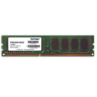 Пам'ять 8Gb DDR3, 1600 MHz, Patriot, 11-11-11-28, 1.5V (PSD38G16002)