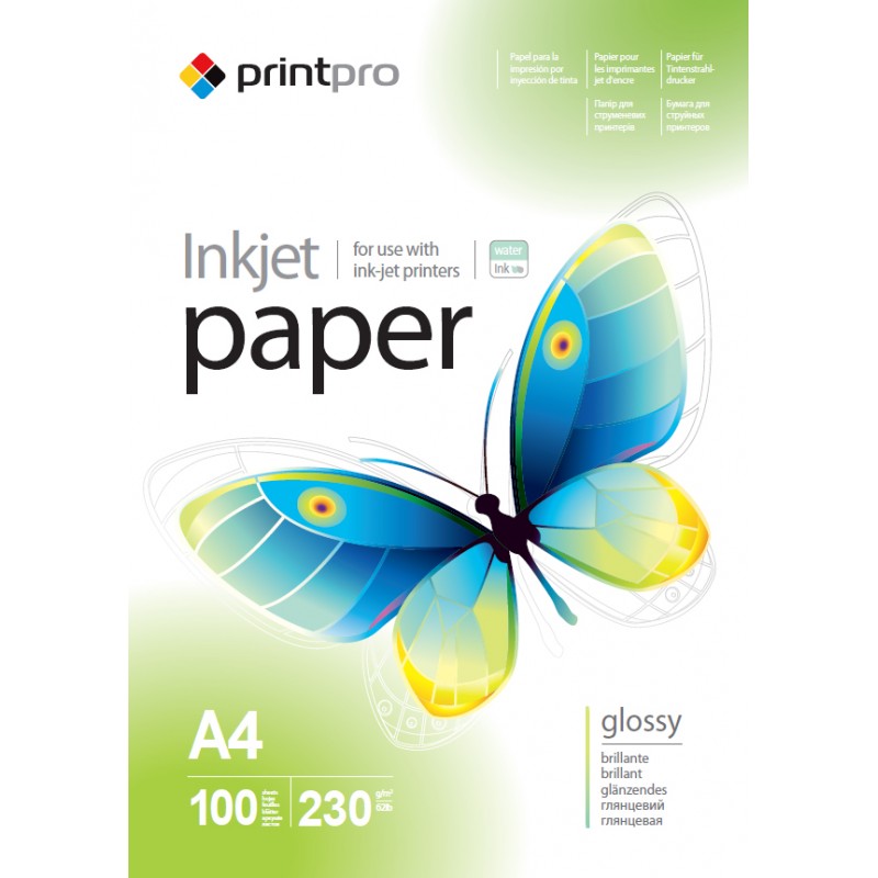 Фотопапір PrintPro, глянсовий, A4, 230 г/м², 100 арк (PGE230100A4)