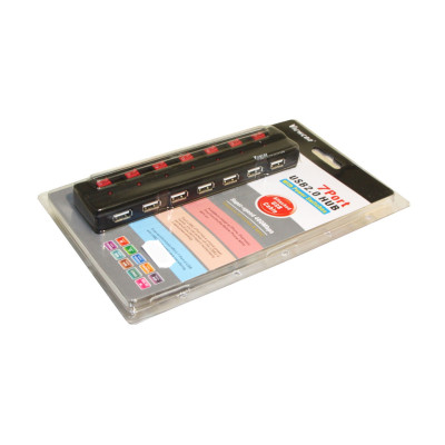 Концентратор USB 2.0 Viewcon VE411 USB 2.0 (7 USB ports) з БЖ, з вимикачами