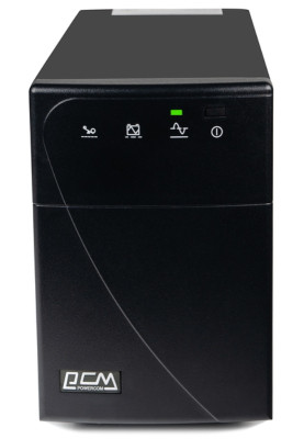 Джерело безперебійного живлення PowerCom BNT-1500AP Black, 1500 ВА, 900 Вт, лінійно-інтерактивний, AVR, 5 розеток (IEC), батарея 12В/7Ач x 2 шт, захист RJ45