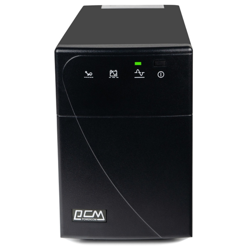 Джерело безперебійного живлення PowerCom BNT-1500AP Black, 1500 ВА, 900 Вт, лінійно-інтерактивний, AVR, 5 розеток (IEC), батарея 12В/7Ач x 2 шт, захист RJ45