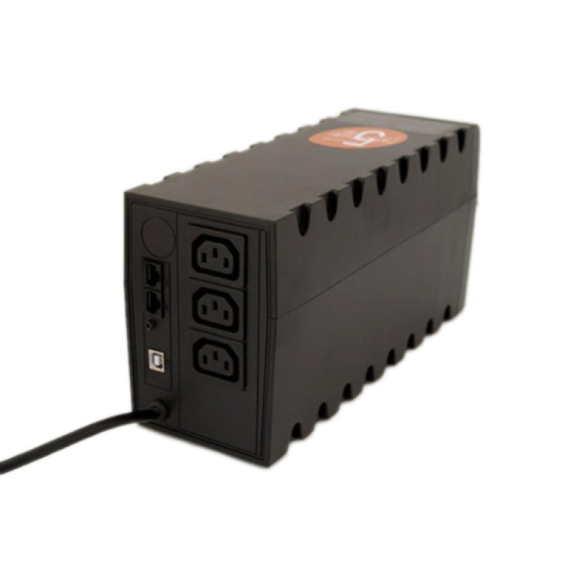Джерело безперебійного живлення PowerCom RPT-600AP Black, 600 ВА, 360 Вт, лінійно-інтерактивний, AVR, 3 розетки (IEC), батарея 12В/7Аг x 1 штт