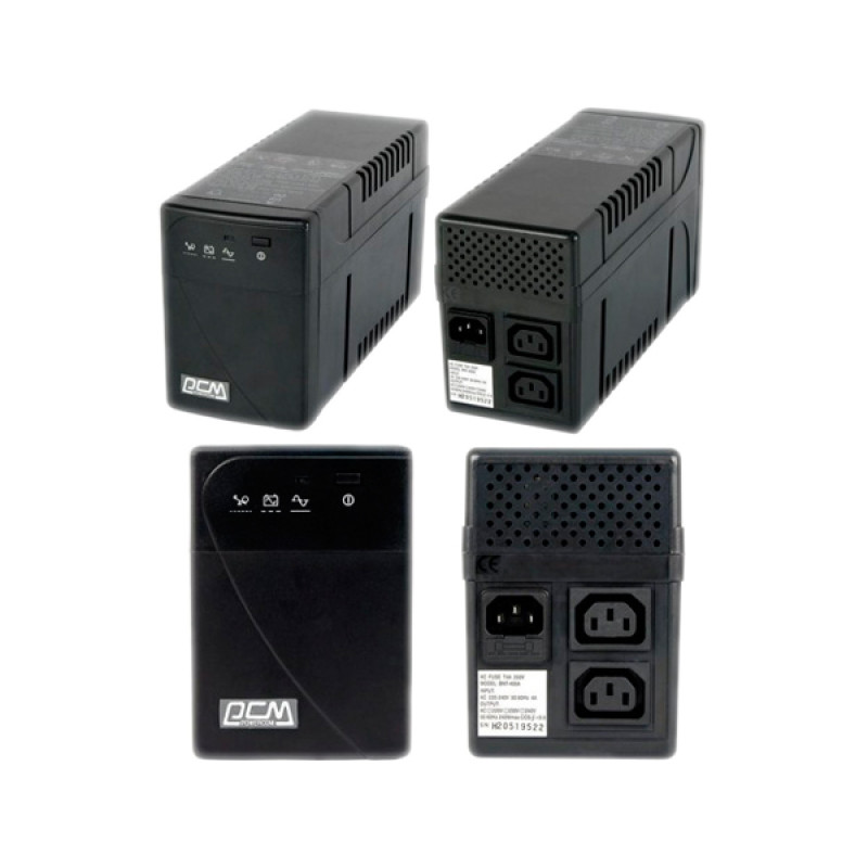 Джерело безперебійного живлення PowerCom BNT-600A Black, 600 ВА, 360 Вт, лінійно-інтерактивний, AVR, 2 розетки (IEC), батарея 12В/7.2Ач x 1 шт