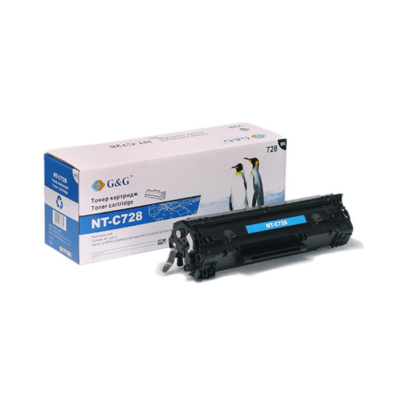 Картридж Canon 728, Black, MF4410/MF4430/MF4450/MF4550/MF4570/MF4580, 2100 стор, G&G (G&G-728)
