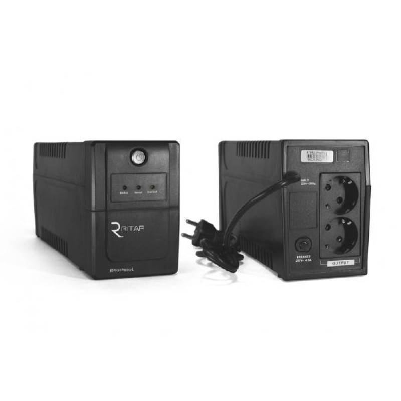 Джерело безперебійного живлення Ritar RTP800 (480W) Proxima-L, LED, AVR, 4st, 2xSCHUKO socket, 1x12V9Ah, plastik Case