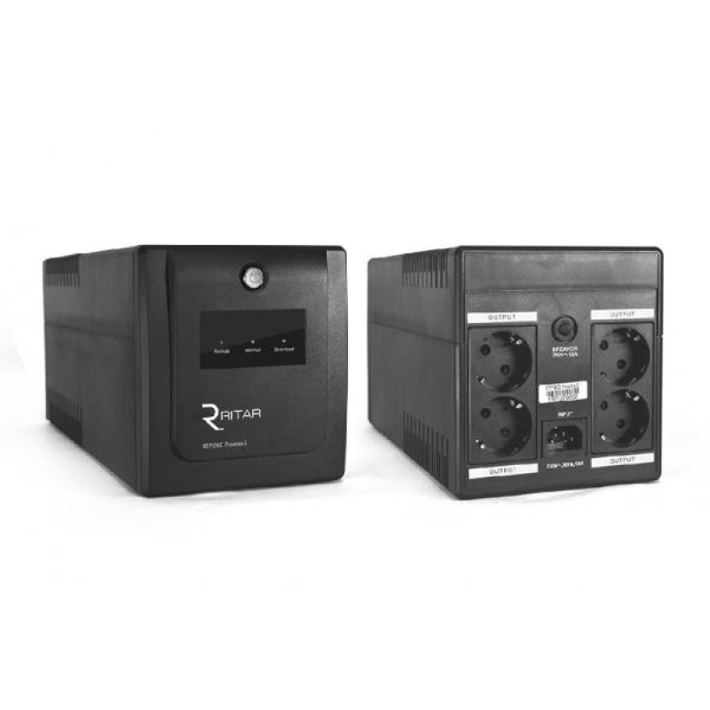 ДБЖ Ritar RTP1200 (720W) Proxima-L, LED, AVR, 5st, 4xSCHUKO socket, 2x12V7Ah, plastik Case