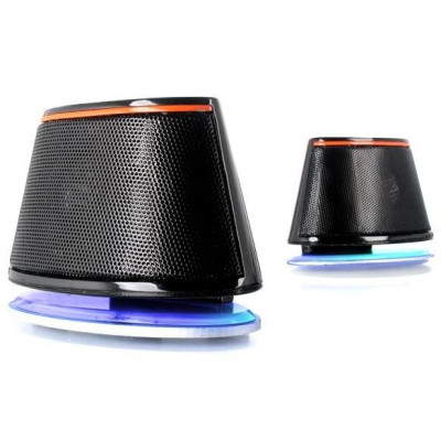 Колонки 2.0 F&D V620 Black, 2 x 1.2 Вт, корпус пластик/металл, подсветка, питание от USB, регулировка звука на кабеле