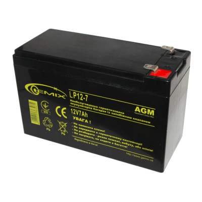 Батарея для ДБЖ 12В 7Ач Gemix LP12-7.0 151х65х94 мм (LP1270)
