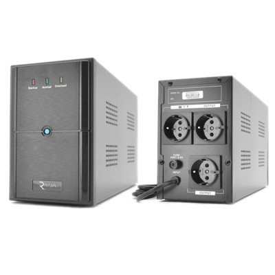 Джерело безперебійного живлення Ritar E-RTM1500 (E-RTM1500L) ELF-L Black, 1500VA, 900W, AVR, 3 розетки (Schuko), батарея 12В/9Ач x 2 шт, пластиковый корпус