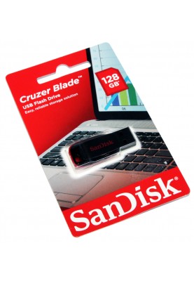USB Flash Drive 128Gb SanDisk Cruzer Blade, Black/Red (SDCZ50-128G-B35)