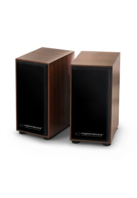 Колонки 2.0 Esperanza EP122 Wood, 2×3 Вт, 60-20000Hz, дерево, mini-jack 3.5 mm