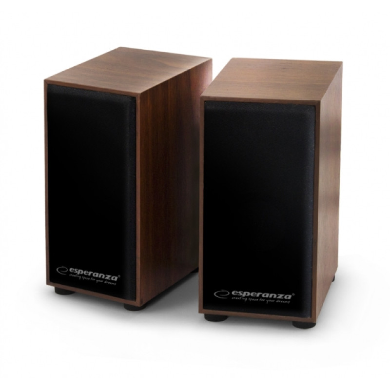 Колонки 2.0 Esperanza EP122 Wood, 2×3 Вт, 60-20000Hz, дерево, mini-jack 3.5 mm