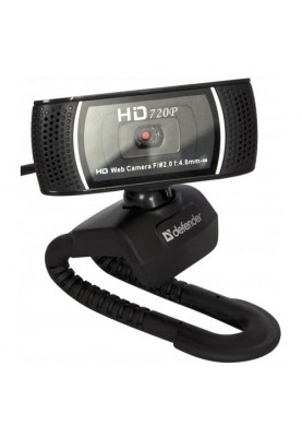 Web камера Defender G-Lens 2597, Black, 2 Mp, 1280x720/30 fps, мікрофон, автофокус, кут огляду 60°, п'ятишарова скляна лінза, універсальне кріплення, USB, 1.5 м (63197)