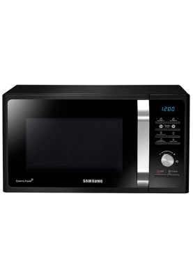 Мікрохвильова піч Samsung MS23F302TAK/UA, Black, 800W, звичайна (соло), управління кнопкове з поворотним перемикачем, 23L, біокерамічна емаль, рівнів потужності 6, автоматичне приготування, захист від дітей, розморожування по вазі