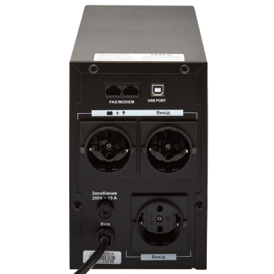 Джерело безперебійного живлення LogicPower LPM-U1550VA Black, 1550VA, 1085W, линейно-интерактивный, AVR, 3 розетки (Schuko), 12В/9Ач x 2 шт