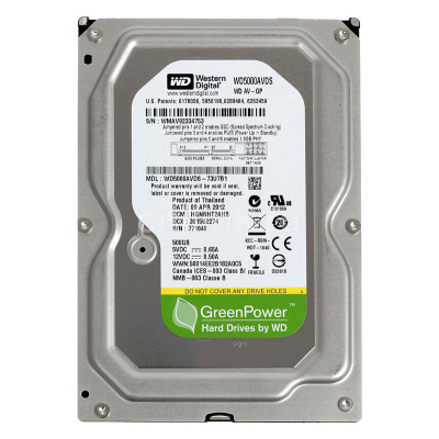 Жорсткий диск 3.5" 500Gb Western Digital AV-GP, SATA2, 32Mb, 5400 rpm (WD5000AVDS) (Ref)