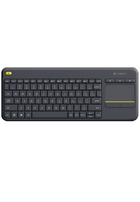 Клавіатура Logitech K400 Plus, Black, бездротова, компактная, безшумна, з сенсорною панеллю, кероване управління, 2xAA (920-007147)