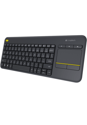 Клавіатура Logitech K400 Plus, Black, бездротова, компактная, безшумна, з сенсорною панеллю, кероване управління, 2xAA (920-007147)