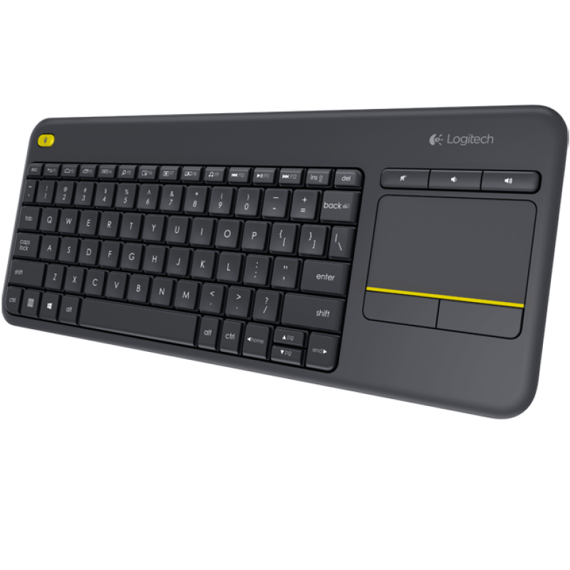Клавіатура Logitech K400 Plus, Black, бездротова, компактная, безшумна, з сенсорною панеллю, кероване управління, 2xAA (920-007147)