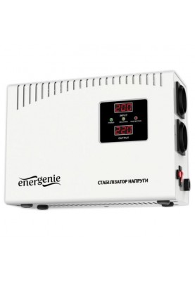 Стабілізатор EnerGenie EG-AVR-DW2000-01 2000VA, 2 розетки (Schuko), 4.62 кг, LCD дисплей