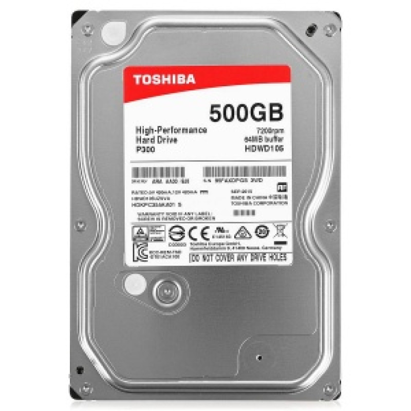 Жорсткий диск 3.5" 500Gb Toshiba P300, SATA3, 64Mb, 7200 rpm (HDWD105UZSVA)