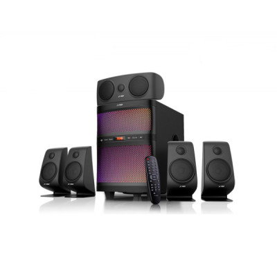Колонки 5.1 F&D F5060X Black, сателлиты 5 x 15 Вт, сабвуфер 60 Вт, МДФ/пластик, Bluetooth 4.2, USB ридер, питание от сети 220V, управление спереди + пульт ДУ