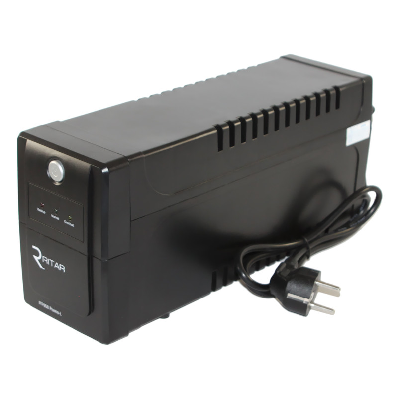 Джерело безперебійного живлення Ritar RTP850 (480W) Proxima-L, LED, AVR, 4st, 2xSCHUKO socket, 1x12V9Ah, plastik Case. Q4